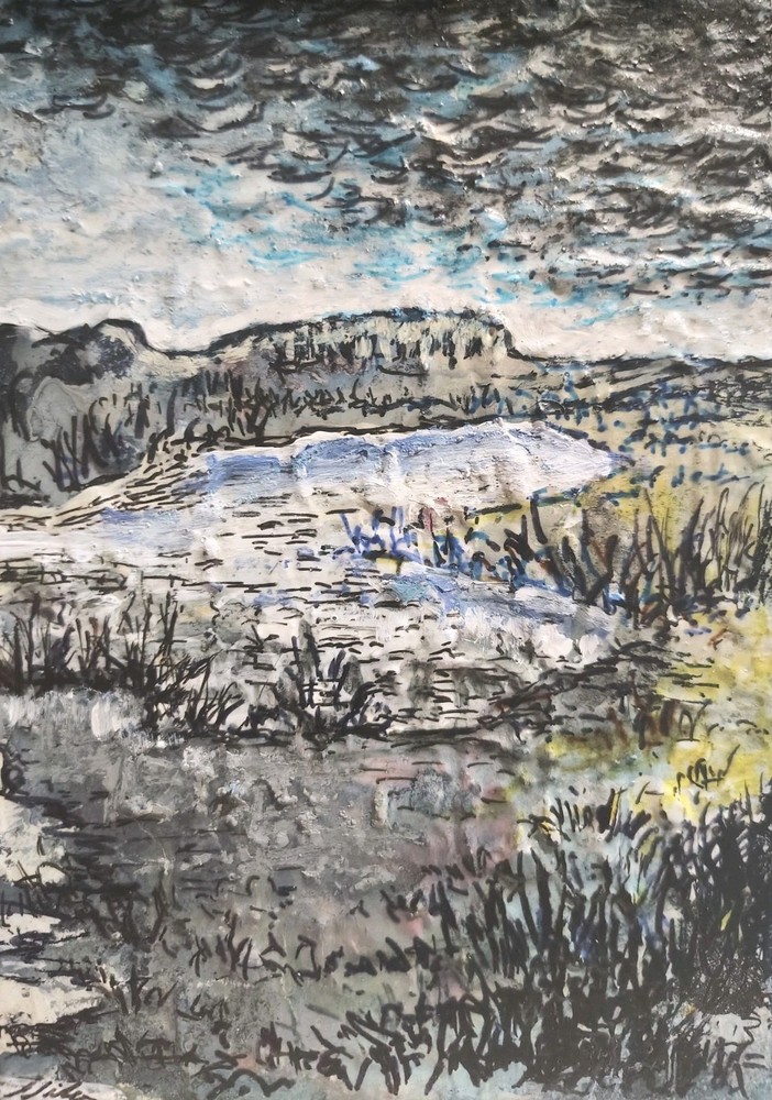 5 inch x 7 inch – Marshlands Scene – Mixed Media Mini Painting by A. Avila