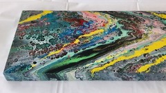 FLUID ACRYLIC ABSTRACT POURED PAINTING 10 x 20 X 1.5 Inches – RICKY MARTIN EBSQ