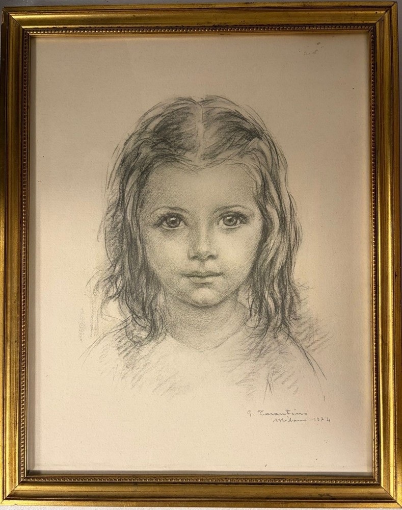 After Giuseppe Tarantino : Portrait Of A Young Girl , Print , Signed 1974