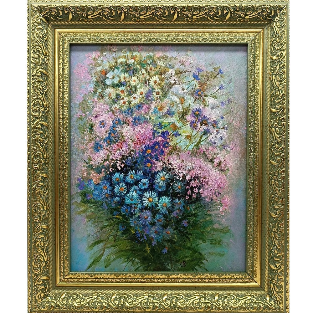 Framed Art Original Oil Painting Floral Oil Painting Bouquet Framed Artwork