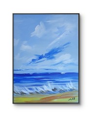 ORIGINAL ACRYLIC PAINTING 12×16 BEACH SEA ABSTRACT WALL ART HAND PAINTED CANVAS