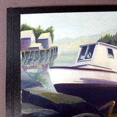 Boat with Landscape Original Gouache Painting 9” x 12” Inches Fine Art