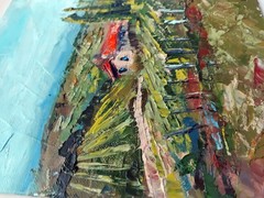 Italian Countryside Landscape painting, Tuscany Vineyard Oil on Canvas Original