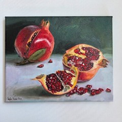 Pomegranate fruit still life original oil painting