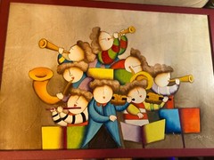 Huge Joyce Roybal (b1955) „Children Musicians Scene“ Oil Painting -Signed/Framed