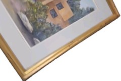 Water Color Pueblo Scene Still Life Painting By Vivian Frame And Matted