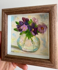 Framed Flowers Oil Painting Original Vintage Still Life Floral Wall Art signed