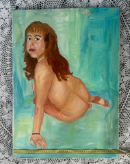Handmade oil painting girl Ukrainian vintage 1960s Length 27inch Width19