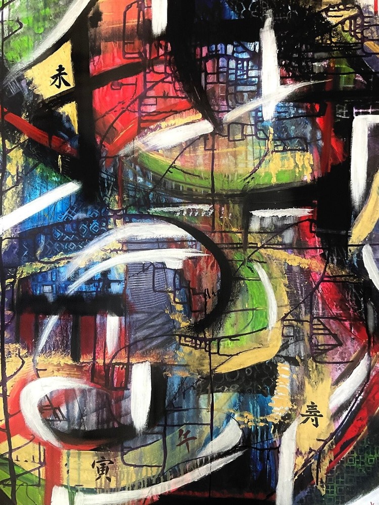 Visit to China – Original Abstract Acrylic Painting 30×40 by Rose Cook