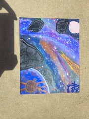 A Quiet Moment Above an Alien Planet, acrylic painting on canvas original
