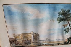 Antique 1858 Watercolor Chateau de Chantilly Constance Peel Alph Giroux Frame