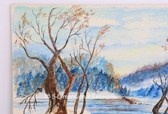 D Holby WAITING FOR SPRING Snowscape 17 1/2 x 14 3/4″ Watercolor on Board