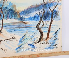 D Holby WAITING FOR SPRING Snowscape 17 1/2 x 14 3/4″ Watercolor on Board