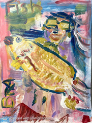 Fish Bra Dating Profile 11 X 14″ Acrylic Heavy Paper Modern Impressionist
