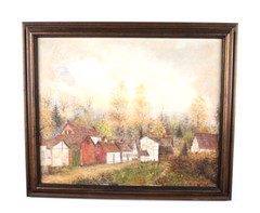 Old Town Cityscape Vintage Oil Painting On Canvas Signed Karl Heinz Moll