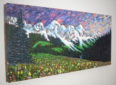 GALLERY-WRAPPED HAND-PAINTED PAINTING 15″X30″ ‚MOUNTAIN PASS‘ by Steve Heriot