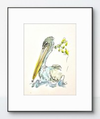 Original Abstract Expressionism 9X12 Pelican Paper Ink Handmade Signed Fine Art