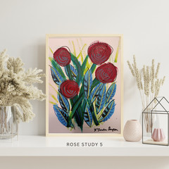 Abstract Impressionist ‚Rose Study #5″ Floral, Signed Original Painting, 9″×12″
