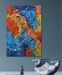 64”X44” Jackson Pollock style canvas ￼painting Acrylic,Abstract, Modern,Large