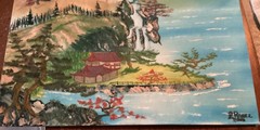 Original Oil Painting Artist L. Rauez 2000. Orential Landscape. 17 1/2” X 23 1/2