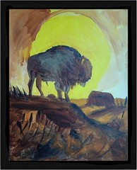 ABSTRACT/EXPRESSIONISM Buffalo Sunset 11×14 Modern Street ART Colorful Painting