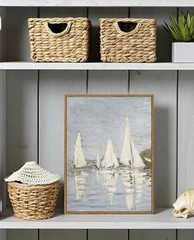 Vintage Framed Sailboat Canvas Wall Art Nautical Summer Seascape Decor 12×16