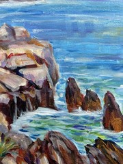 Original Seascape Acrylic Painting Seaside Landscape 11×14 Coastal Wall Decor