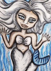 Gothic Original 9 x 12 Painting Artist KSams Glacier Mermaid