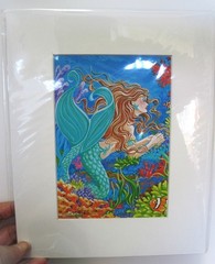 Mermaid Title CLOWN REEF 5×7 PRINT Glitter Collectable 8×10 Matted to frame Easy