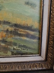 Vintage Fall Landscape Oil On Board Painting, Signed Alice Davis