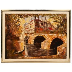 ANTONIO FIERRO Original Vintage Signed Pont De Neuf Cityscape Landscape Painting