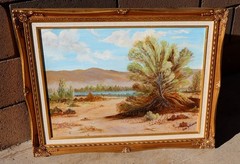 IDA B. PURCELL California Flowering Desert Landscape with Smoke Tree oil 1978