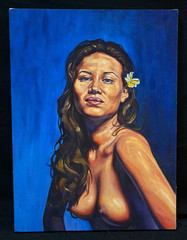 Vtg Hawaii James Goss Oil Painting Female Figure 24×18 Canvas (SaP)