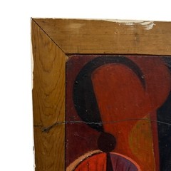 SIGNED ROGER LONG double side 26″x30″x1″ Oil art work 60s Mexican abstract MCM