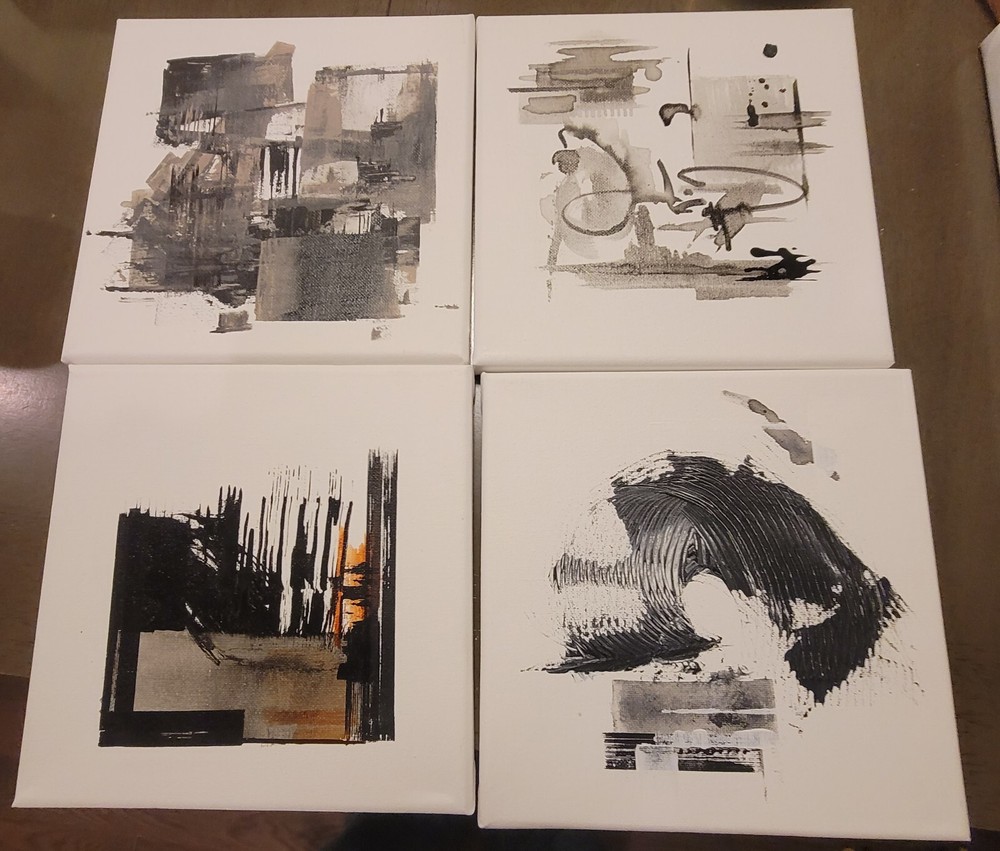 Original Abstract Minimal Landscape Drawing On Canvas By Local Artist