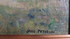 Jane Peterson Original Antique American Rural Village Landscape Oil Painting