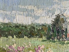 Oil painting Botanical garden Ukrainian painter fiberboard original landscape
