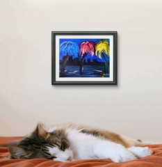 Honolulu: Abstract Expressionist Original Painting Canvas 11×14.