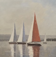 Regatta 3 by Rimantas Virbickas Original Oil Painting 50×50 cm