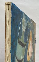 Vintage Original Oil Painting Assemblage Art Underwater Fish Sea Ocean Aquarium