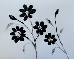 Black and White Floral Art 11×114 Original Art #57 PAPER Fine Art