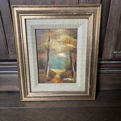 Framed Oil Landscape by Michigan Artist Phillip Cantrell 5 x 7 Signed