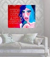 colorful BIG BLUE NUDE LADY Pop Art PAINTING Cardboard Original SWARTZMILLER DNA