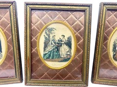 La Mode Illustree Rare Lot Of Mid 19th Century Frames With Plush Velvet Decorat