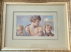 Symbolic Boys (Wlastymil Hofman(1881-1970) Polish Oil Painting; 14″x 8”/26”x20”F