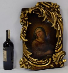18th century, RUSSIA, antique icon, carved, St. Catherine, oil, 20.0 × 13.8 in