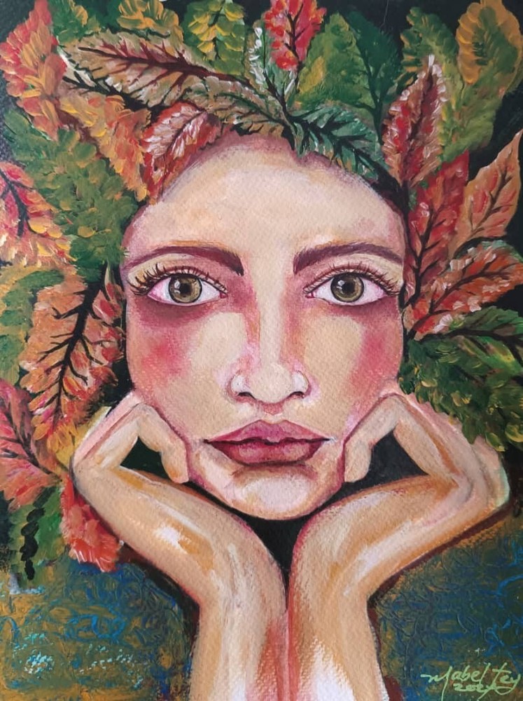 Acryluc on cardboard MABEL TEY cuban art 12×9 In Serie: „Flores *
