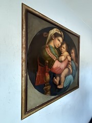 THE GREAT RAPHAEL 19TH C ANTIQUE MADONNA CHRIST CHILD OIL PAINTING OLD VINTAGE