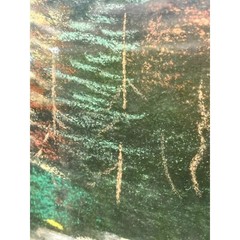 Antique Large Pastel Chalk Painting Mountain Lake Scene Gold Frame 32.5×20.5″