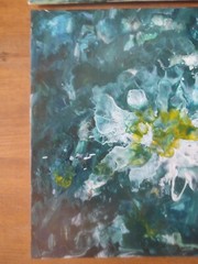 Lily Auger (1949 – ) „White and Green Explosion“ 2 Acrylic on Canvas